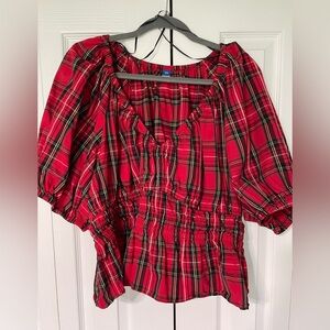 Plaid peplum top.